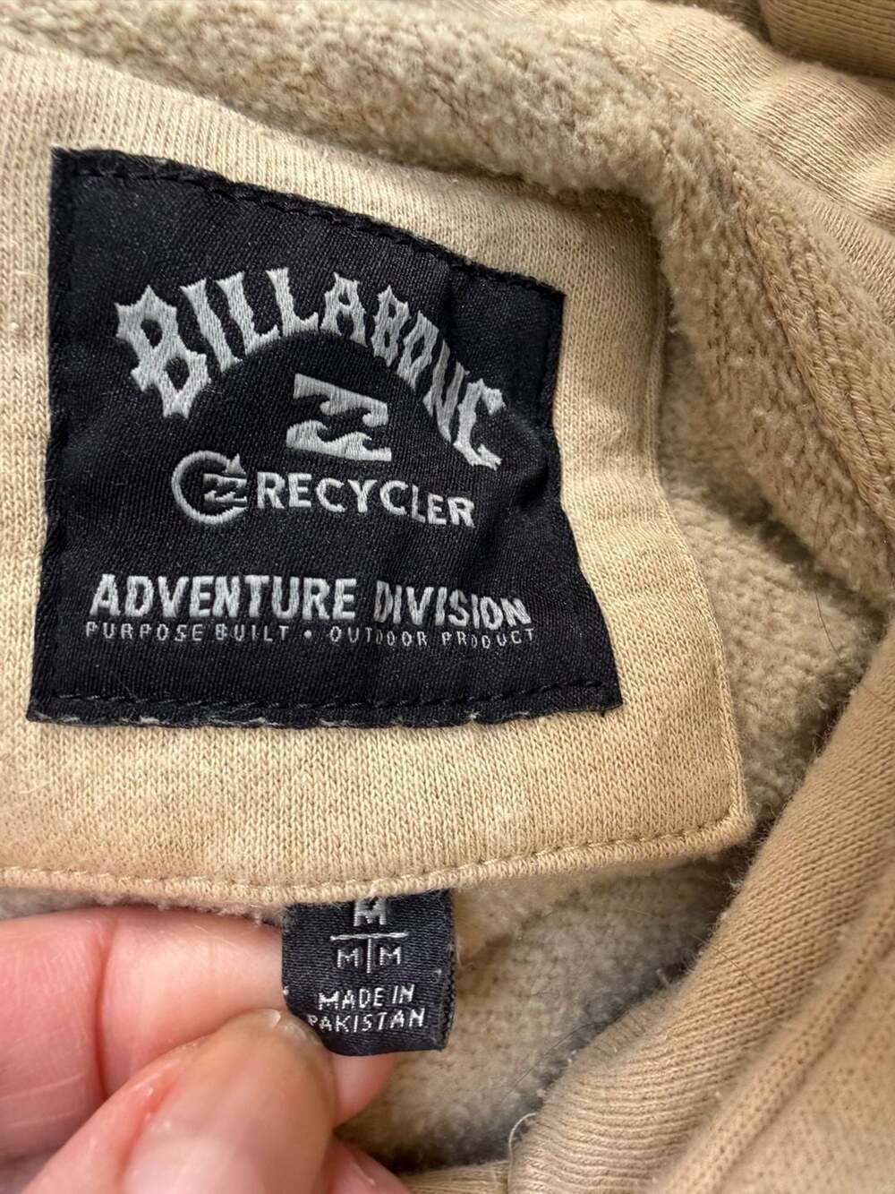 Billabong Adventure Division Hoodie Size M Tan Recycler Pullover Sweatshirt